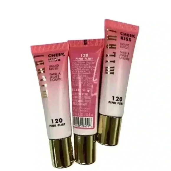 Milani cheek 3 Pack (0.37 oz each) Kiss Liquid Blush - 120 Pink Flirt - New. - Picture 2 of 2